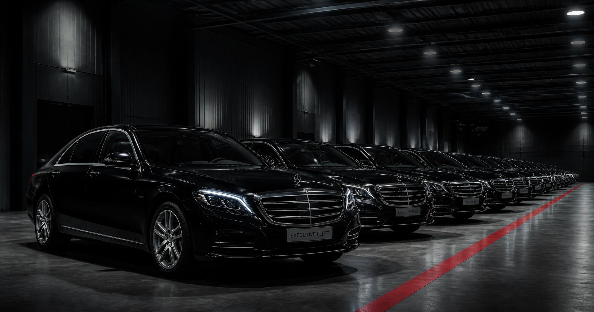Commercial vans from a business fleet lined up at the LONS Fleet Management workshop in Bristol